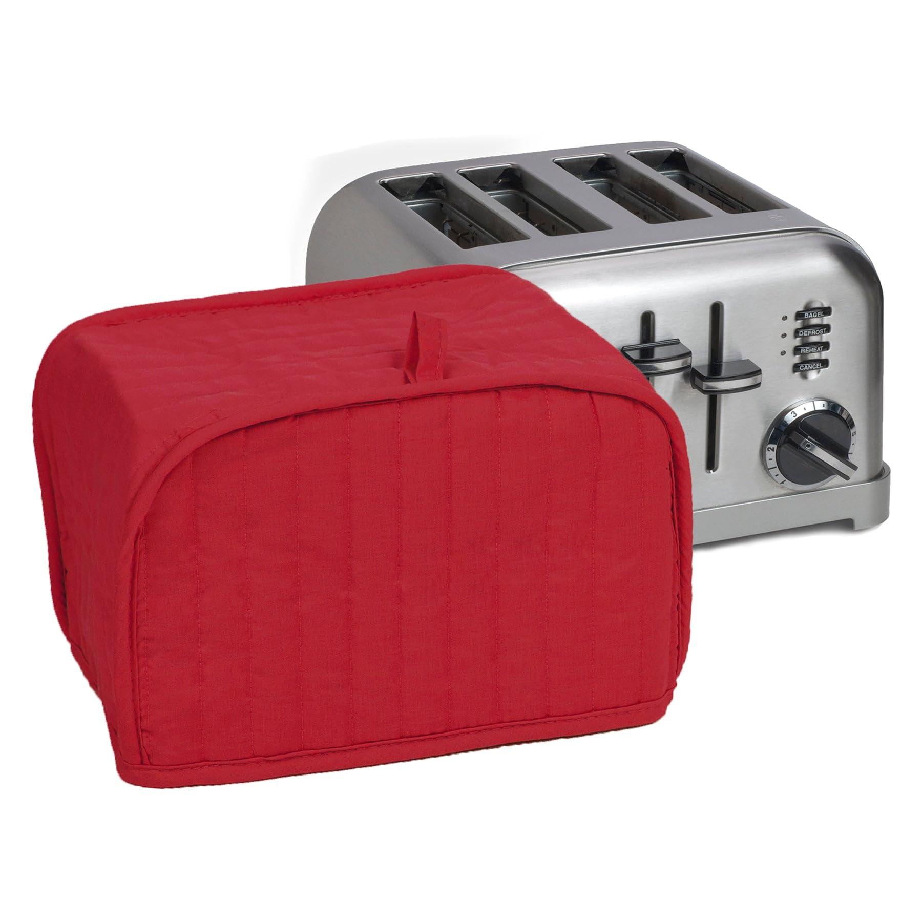 Ritz Ritz Premium Universal Four Slice Toaster Cover, 11.25\" x 7.25\" x 10.5\", Polyester and Cotton Quilted, Fingerprint Protector, Super Soft Appliance Cover And Dust Cover, Paprika Red