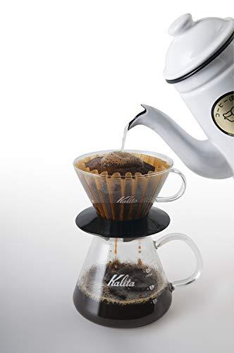 Kalita Kalita Wave Pour Over Coffee Dripper, Size 185?, Makes 16-26oz, Single Cup Maker, Heat-Resistant Glass, Patented & Portable