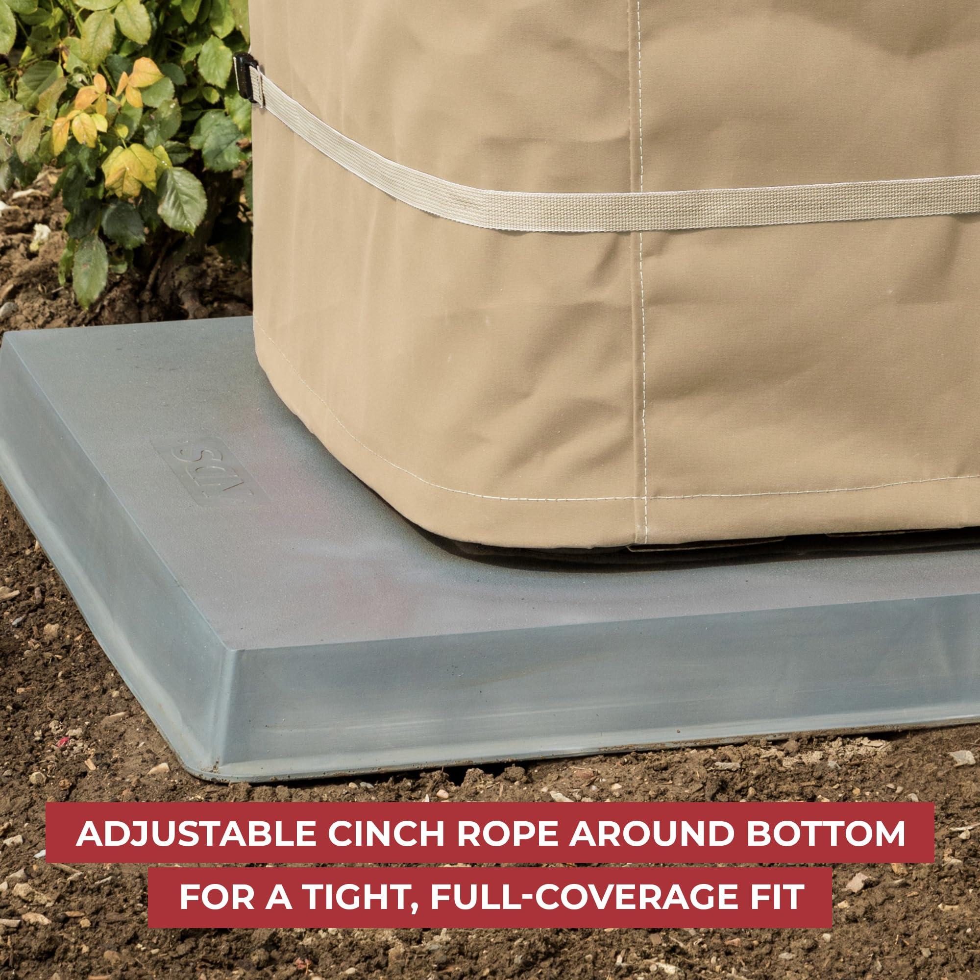 SugarHouse Custom Covers SugarHouse Outdoor Air Conditioner Cover - All-Weather, Waterproof Ultimate Canvas AC Protector, Made in The USA, 20-Year Warranty, Beige, 34 x 34 x 38 Inches