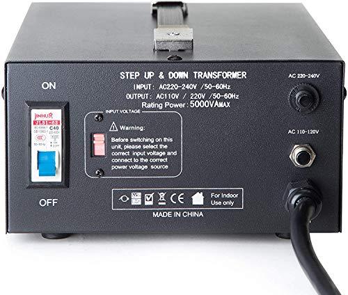 AODE ELC T-5000 5000-Watt Voltage Converter Transformer - Step Up/Down - 110V/220V - Circuit Breaker Protection [3-Years Warranty]