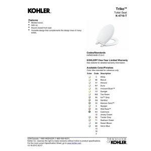 Kohler Kohler K-4716-T-96 Triko Closed-Front Toilet Seat with Plastic Hinges Biscuit