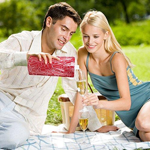 SENHAI Foldable Wine Bag, 750 ml, Portable Reusable Plastic Wine Bottle Pouch, SENHAI 4 Pack Collapsible Liquid Leak Proof Flask Holder for Wine Liquor Beverages, Travel, Gift - Red