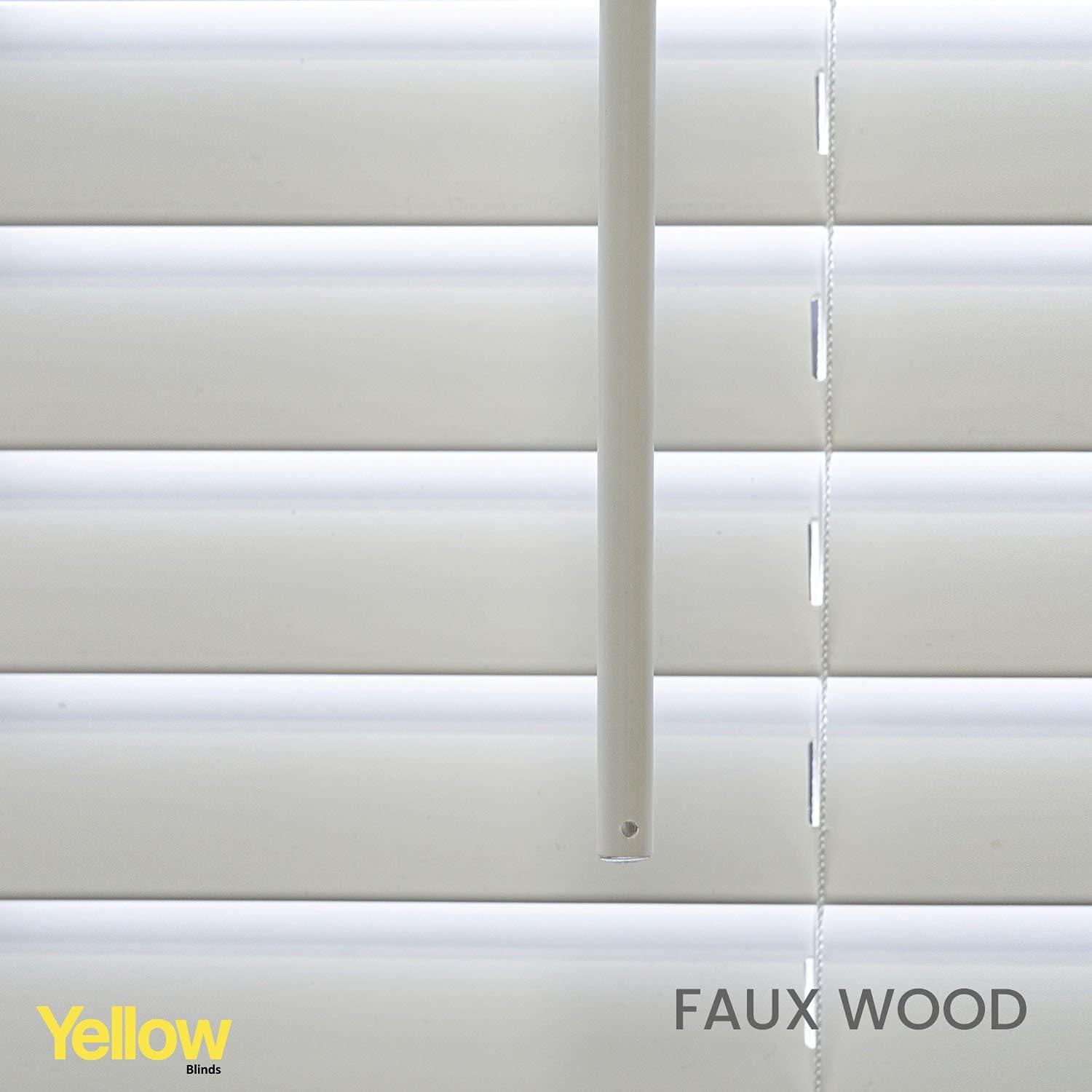 YELLOW BLINDS Faux Wood Blinds, Window Blinds, Wood Blinds, Window Shades, Window Treatments, Blinds & Shades, Window Shades for Home, Wooden Blinds, Basic White, 20.5" W X 72 by YELLOW BLINDS