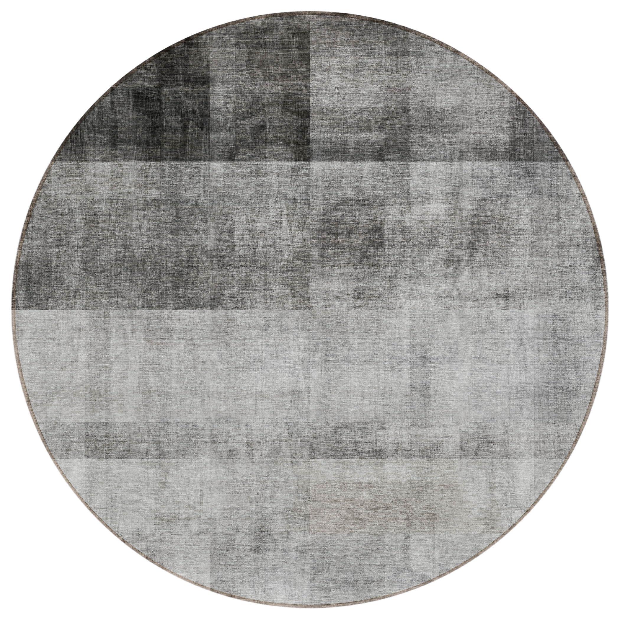 Addison Rugs Addison Rugs Chantille ACN568 Gray 8' x 8 Indoor Outdoor Round Area Rug, Stain Resistant, Machine Washable, Non Shedding, Bedroom, Living Room, Dining Room, Kitchen Rug