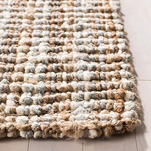 Safavieh SAFAVIEH Natural Fiber Collection Runner Rug - 2\'6\" x 8\', Grey & Natural, Handmade Chunky Textured Jute 0.75-inch Thick, Ideal for High Traffic Areas in Living Room, Bedroom (NF447K)