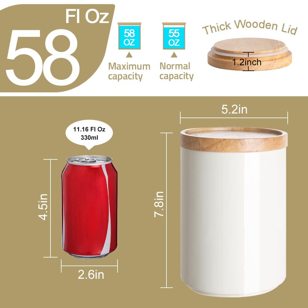 Sweejar Sweejar Kitchen Canisters Ceramic Food Storage Jar, Stackable Containers with Airtight Seal Wooden Lid for Serving Coffee Bean, Flour, Tea, Cookies and More - 58 Fl Oz (Red)