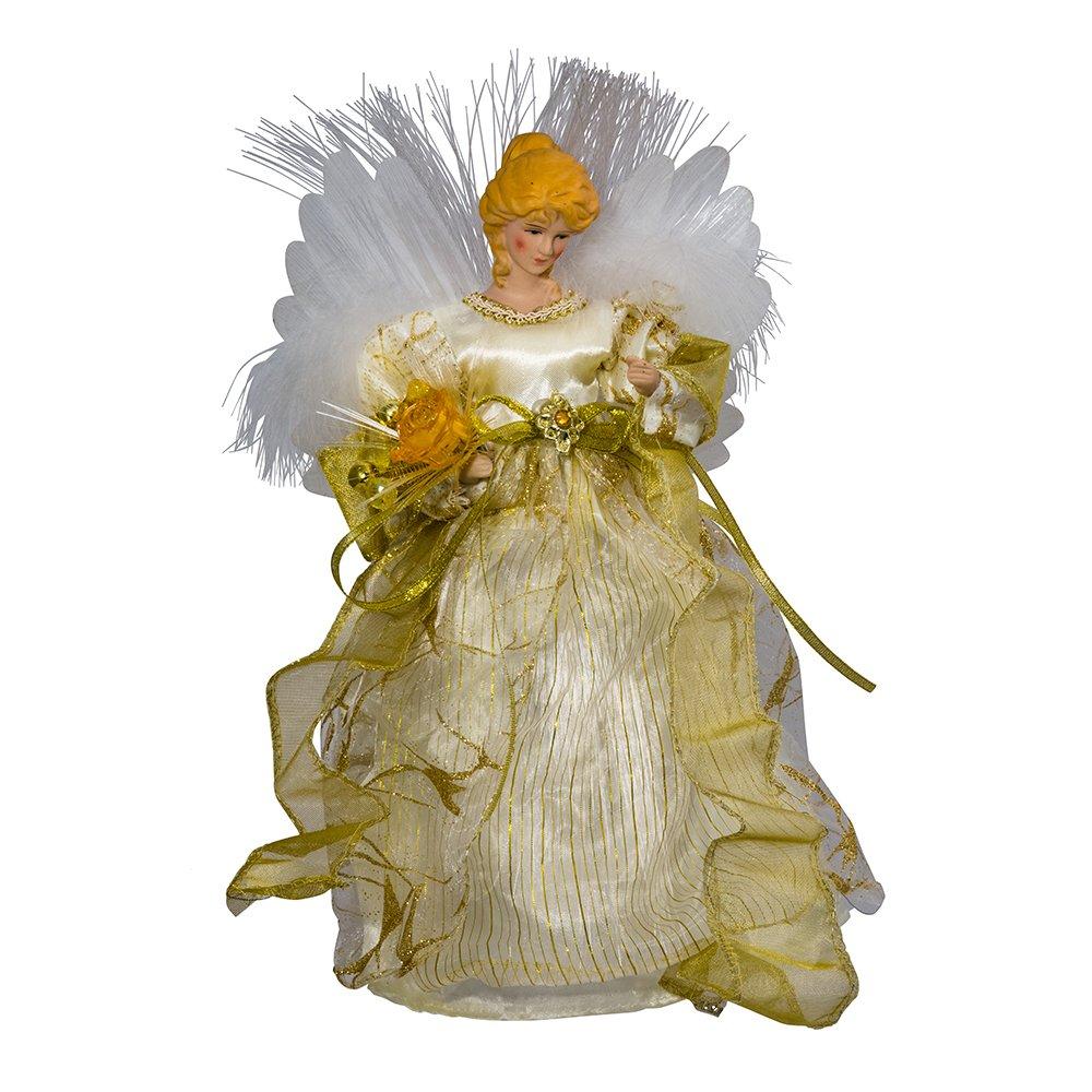 Kurt S. Adler Kurt S. Adler CUL Fiber Optic LED Angel Christmas Treetop Figurine, 12-Inch, Ivory and Gold