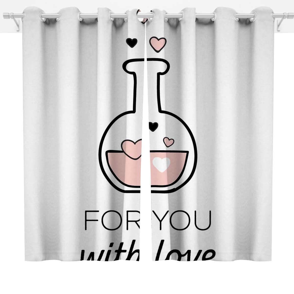 HomeLoft Basics Pink Curtains for Bedroom 2 Panels Love Lover Couple Heart Drapes Kitchen Large Window (W) 85 X (H) 85 Inches