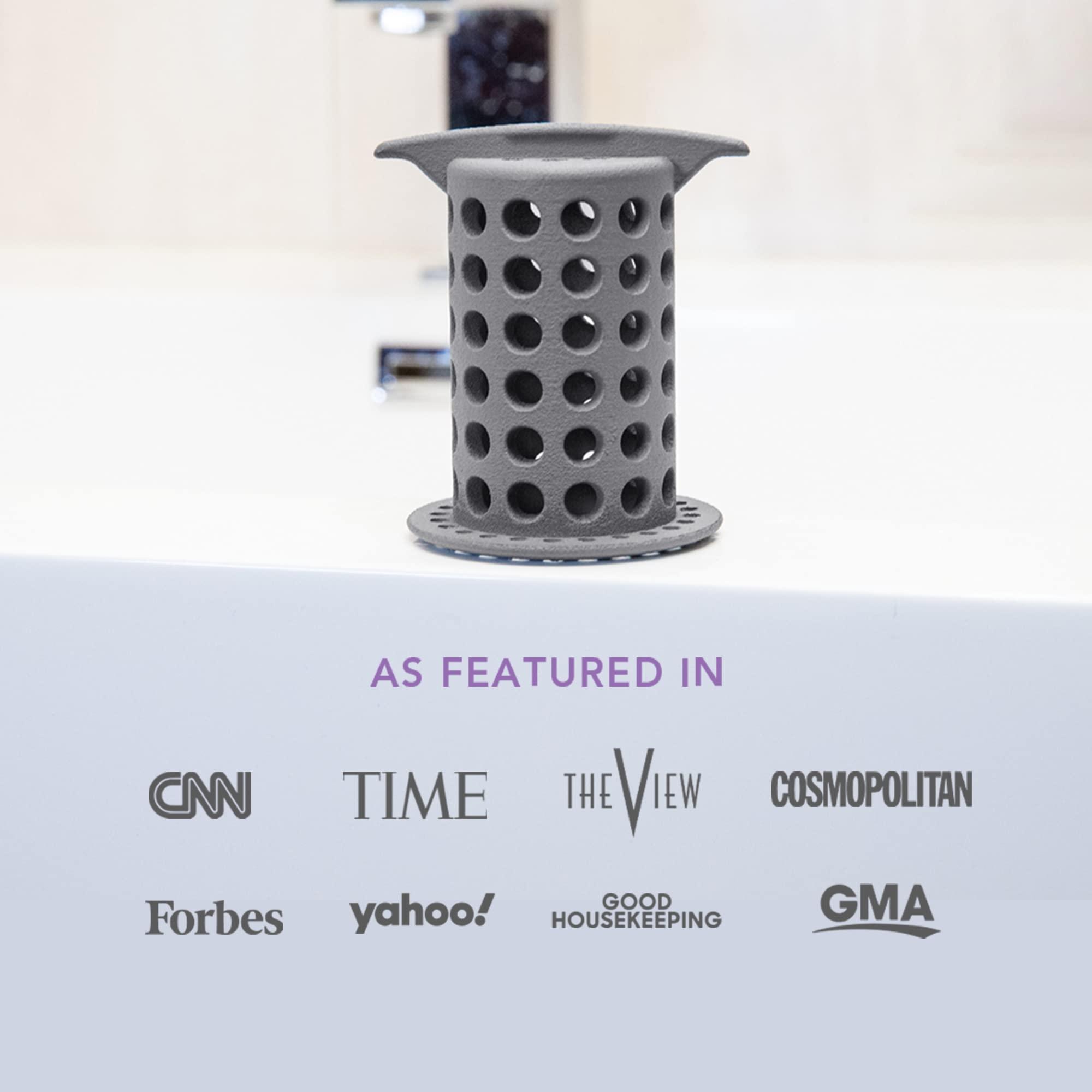 ShowerShroom ShowerShroom the Revolutionary 2\" Stand-Up Shower Stall Drain Protector Hair Catcher/Strainer, Gray , 1 Count ( Pack of 1)