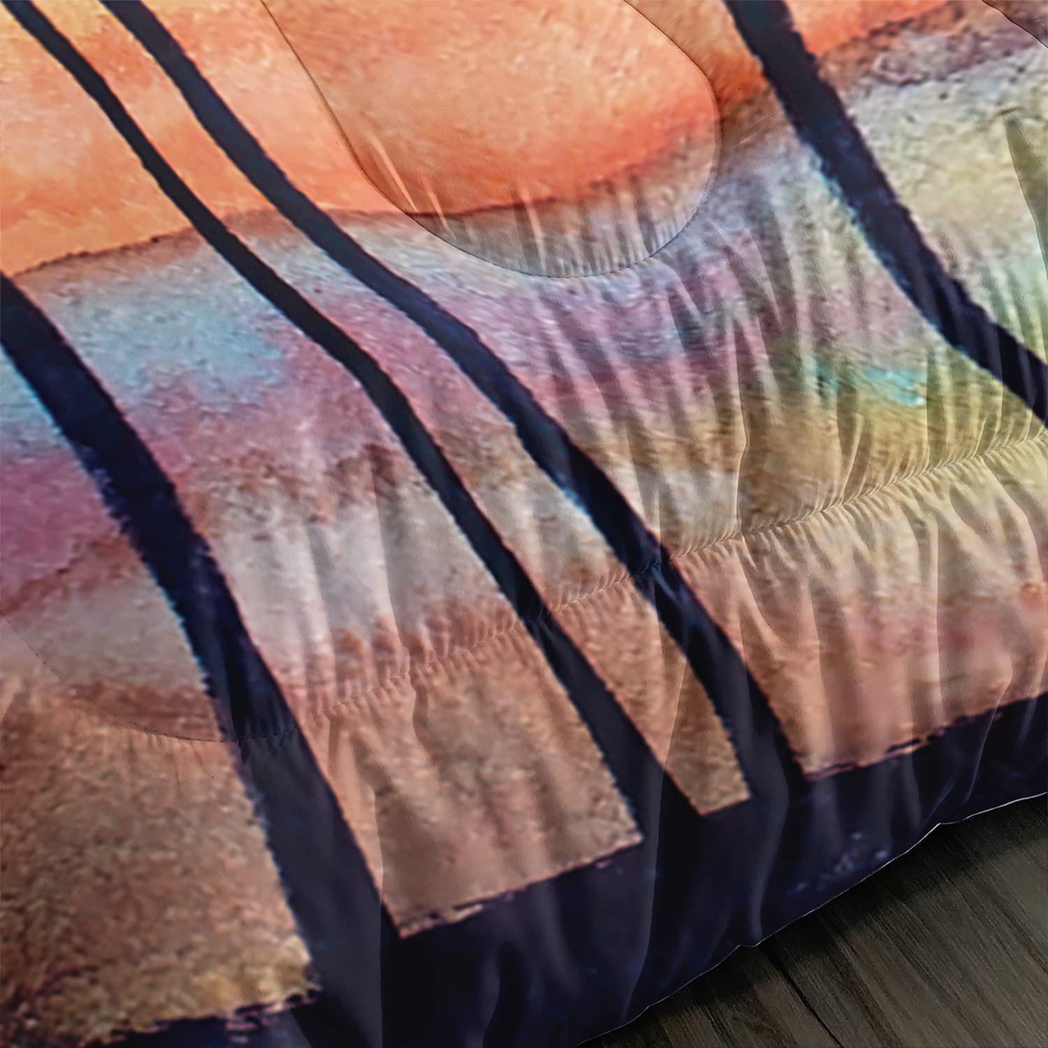 Axolotl Axolotl Beach Ocean Comforter Set Full,Coastal Beach Themed Bedding Set with Palm Trees Parachute for Girls Boys Kids Teens Adults Bedroom Decor,1 Hawaiian Comforter and 2 Pillowcases,Rainbow