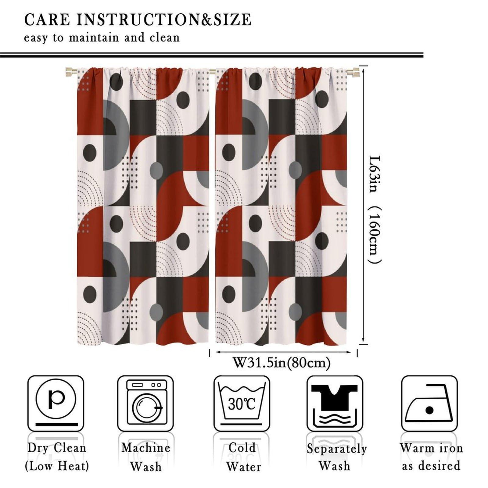 Chocolatemaoutdash Seamless Monochrome Geometric Pattern on Stripe Background Blackout Curtains Rod Pocket Thermal Insulated Drapes Darkening Window Curtain for Bedroom Living Room Kitchen 31.5x63in x 2