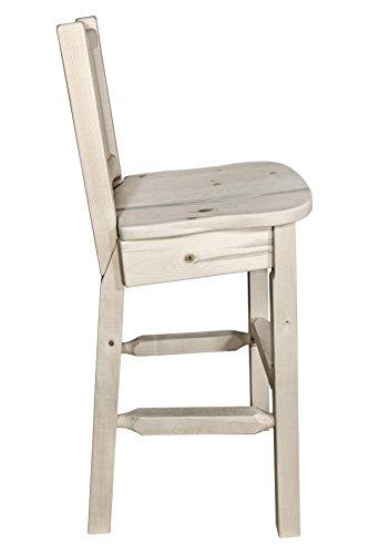 Montana Woodworks Montana Woodworks Homestead Collection Counter Height Barstool with Back, Laser Engraved Moose Design, Ready to Finish