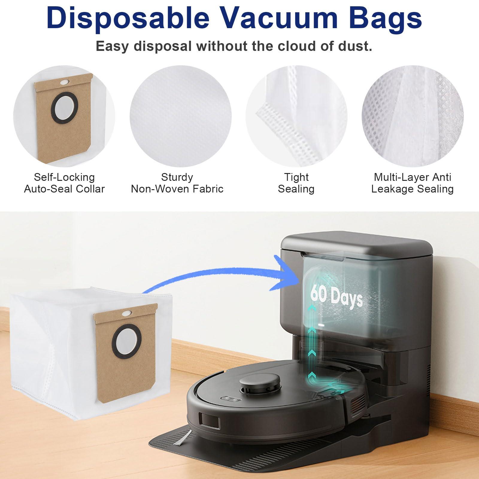 Feilifan 13 PCS Replacement Parts for Eufy Robot Vacuum models L50/ L60 Series with Self-Empty Station, Accessories Kit Roller Brush, Side Brushes, Washable Filters, Dust Bags