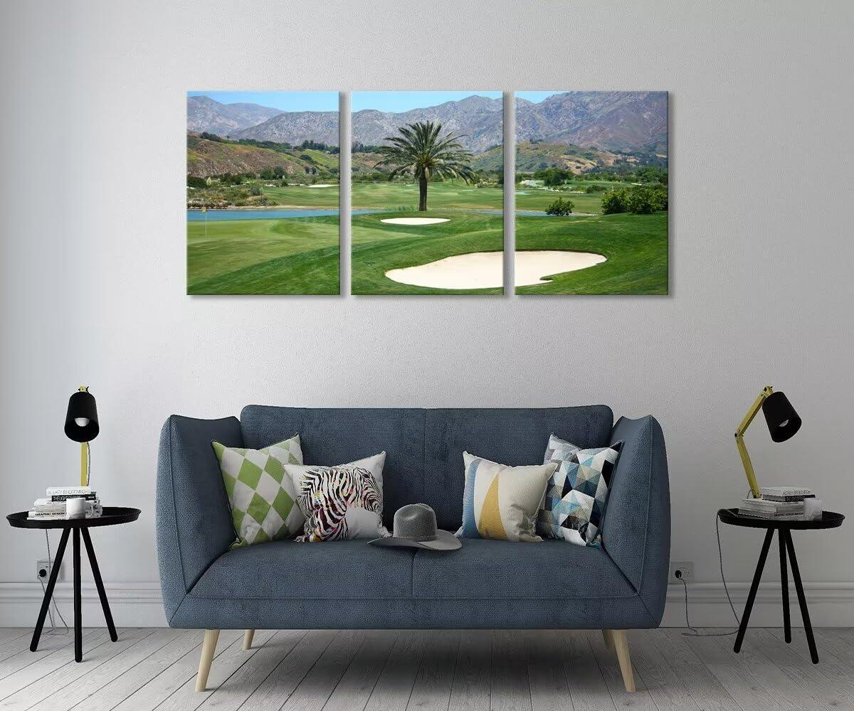 chenchenArt chenchenArt California Los Angeles Golf Course Wall Art for Living Room Bedroom Bathroom Home Decorations Los Angeles Golf Course Picture Poster Canvas Prints Framed Ready to Hang(20\'\'W x 28\'\'H x3)