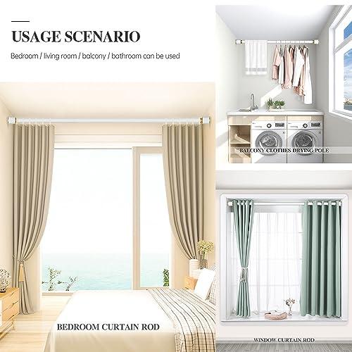 QHDPKU Curtain Rod No Drilling,Room Divider Tension Curtain Rod,Adjustable Bathroom Stall Tension Pole,For Space Partition,Maximum Extension 195 inches (Color : White, Size : 20-30inchs)