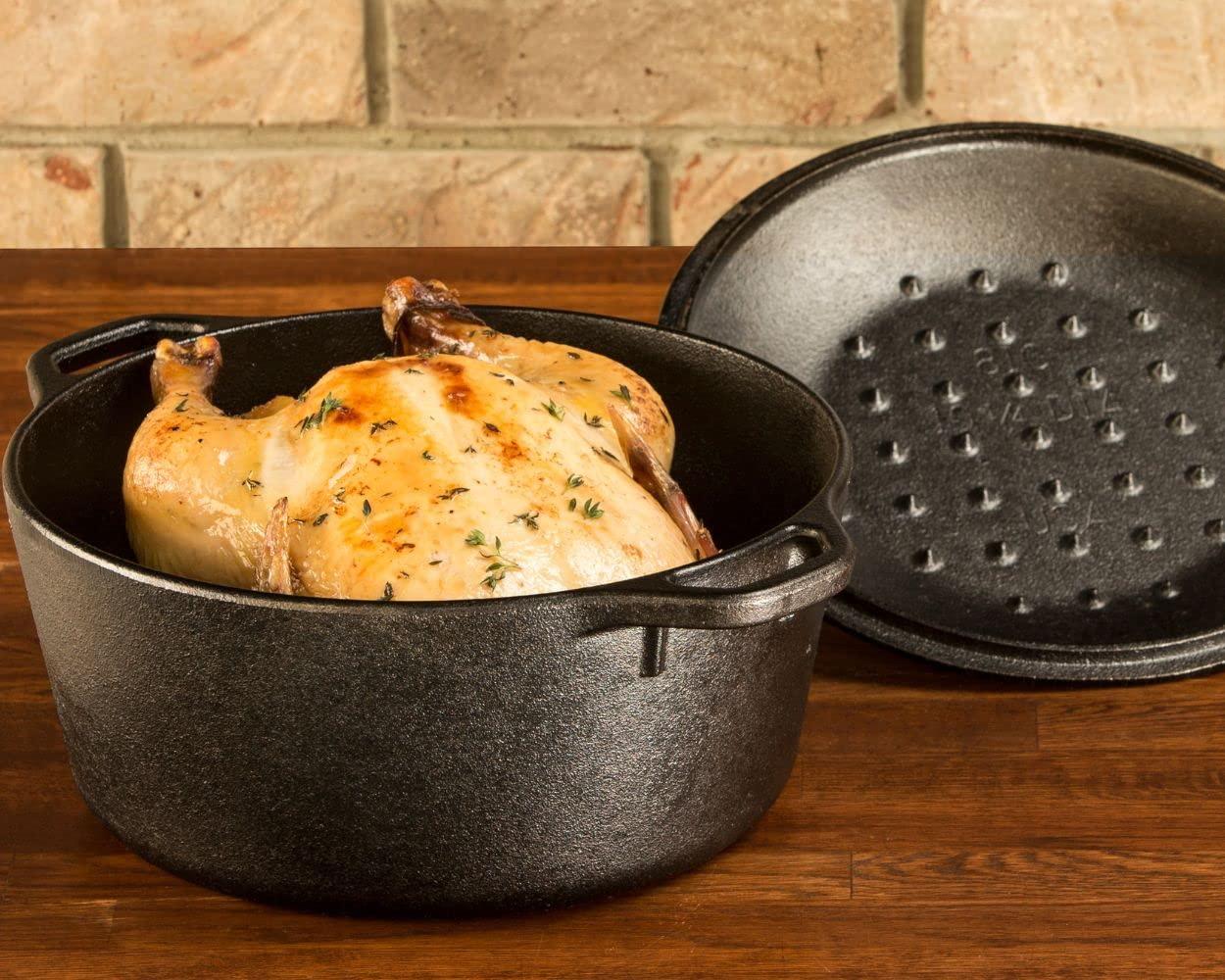 Lodge Lodge L8DOLKPLT Cast Iron Dutch Oven with Dual Handles, Pre-Seasoned, 5-Quart