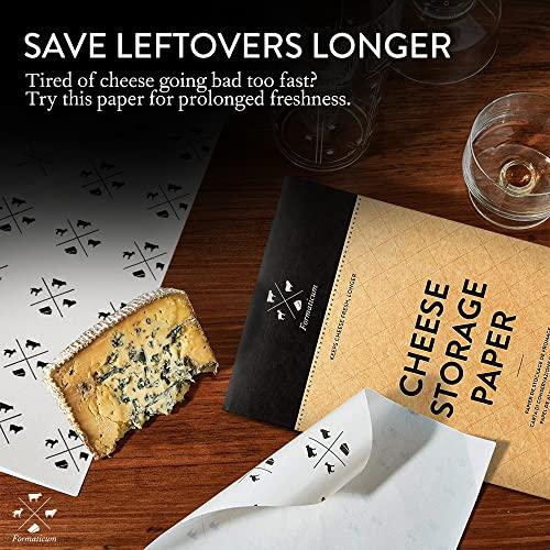 Formaticum Formaticum Cheese Storage Wax Coated Paper - Porous Wax Sheets From France - Keep Cheese or Charcuterie Fresh - Professional Grade Cheese Paper for Wrapping Cheese - 11 x 14 (15 Sheets with Labels)