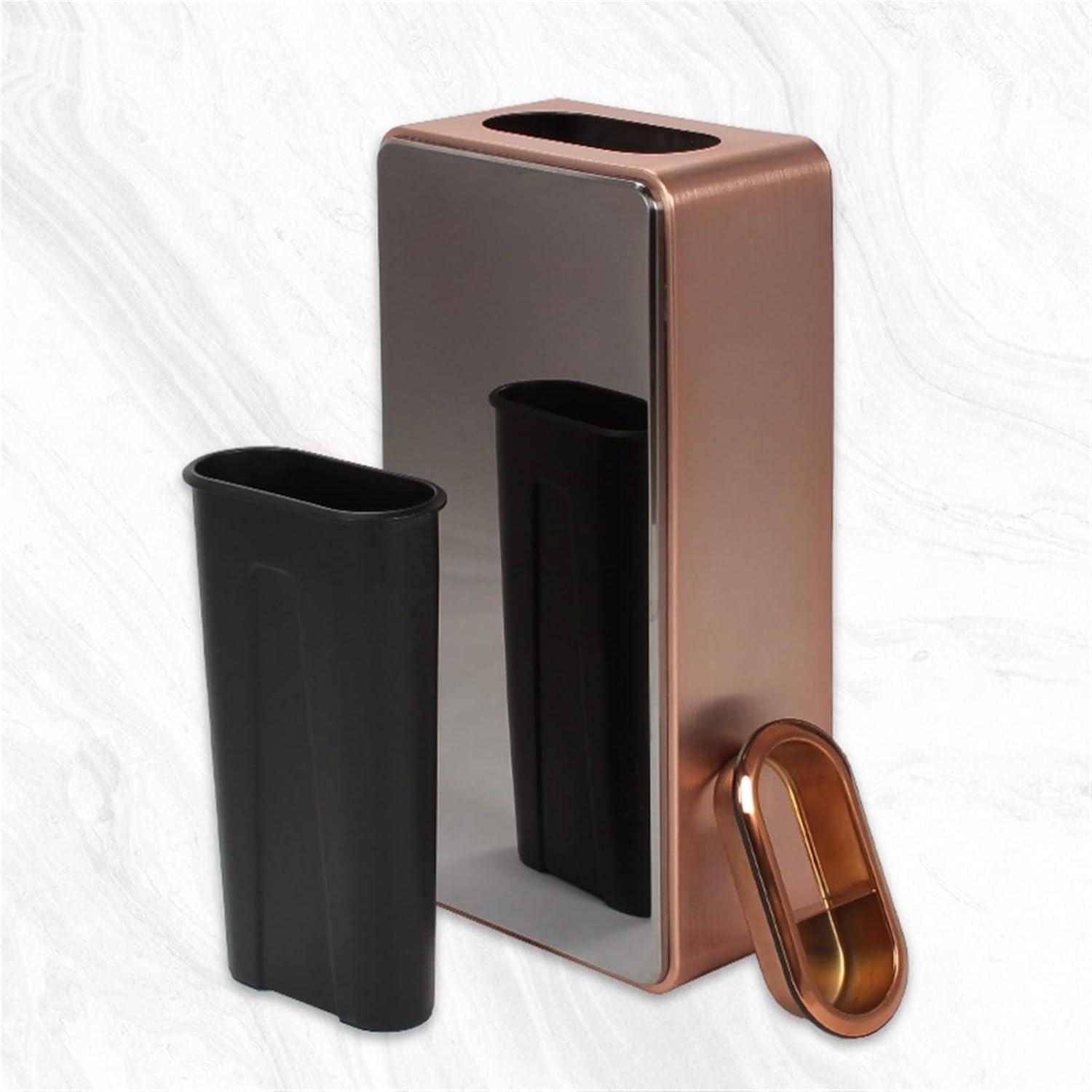 DUANZEYUQA DUANZEYUQA Outdoor Garbage Can Stainless Steel Trash Can with Lid, Commercial Open Top Garbage Can Modern Indoor Metal Waste Container Floor Standing Large Trash Can