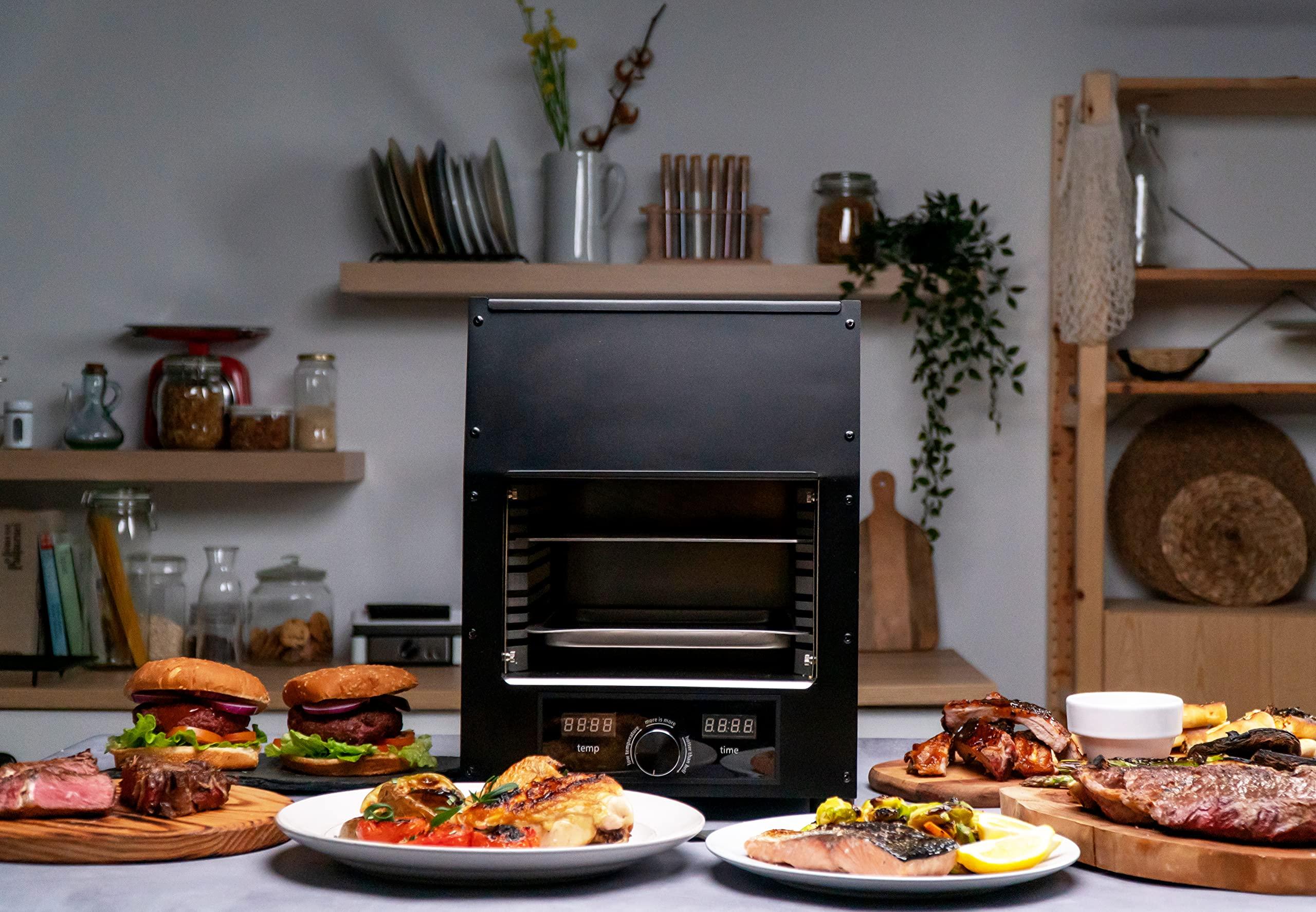 Flame King Flame King Scorch Smokeless Infrared Electric Broiler for Indoor Use, Fits on Kitchen Counter, Insulated, Comes with Broiler Tray Black