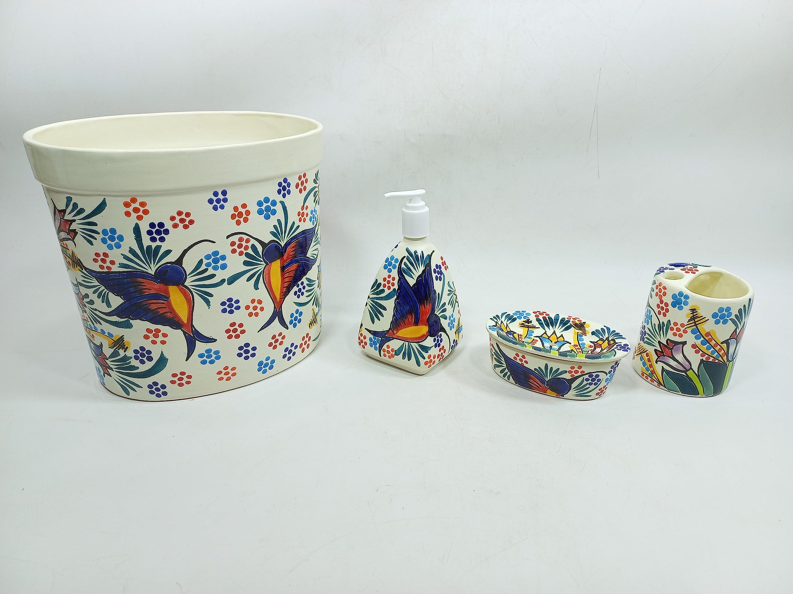 Generic BATHROOM ACCESORY SET basket soap toothbrush holder mexican talavera ceramic