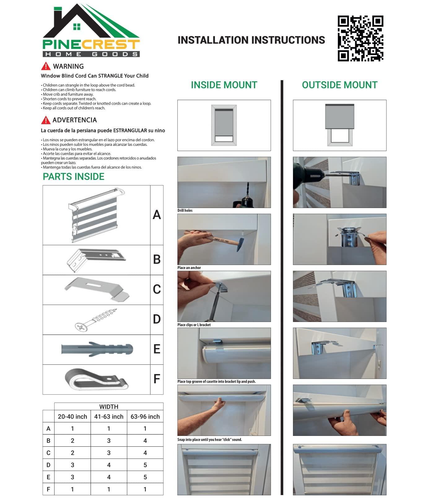 Pinecrest Home Goods Pinecrest Home Goods Dual Layer Light Filtering Roller Shades (Corded) (Brown, 71 W x 78 H)
