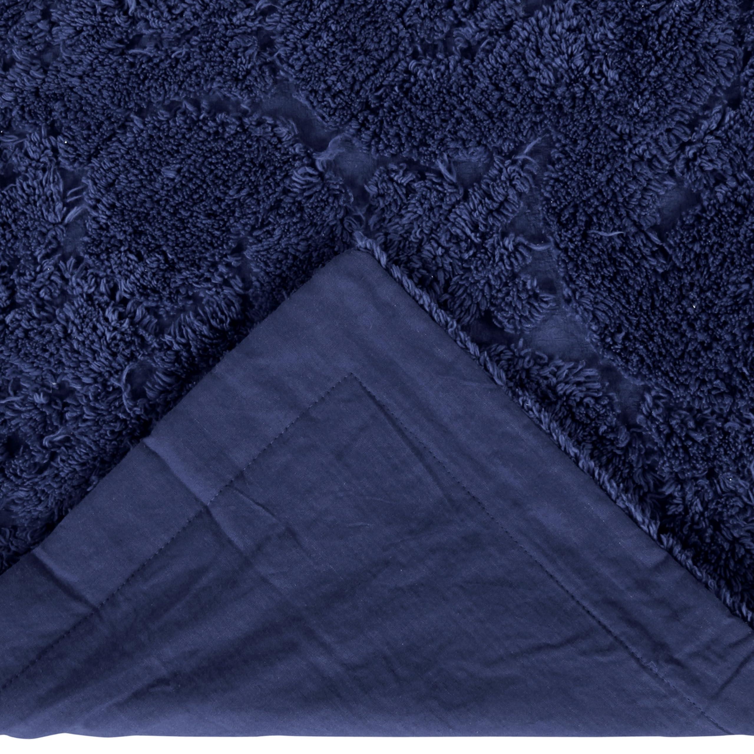 Better Trends Better Trends 100% Cotton Chenille Bedspread Set 3 Pieces Queen Size Bedspreads Navy Soft Bedspread Coverlet All Season 102\"x110\" with 2 Standard Sham Medallion Design Ashton Collection
