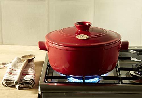 Emile Henry Emile Henry Flame Round Stewpot Dutch Oven, 2.6 Quart, Burgundy
