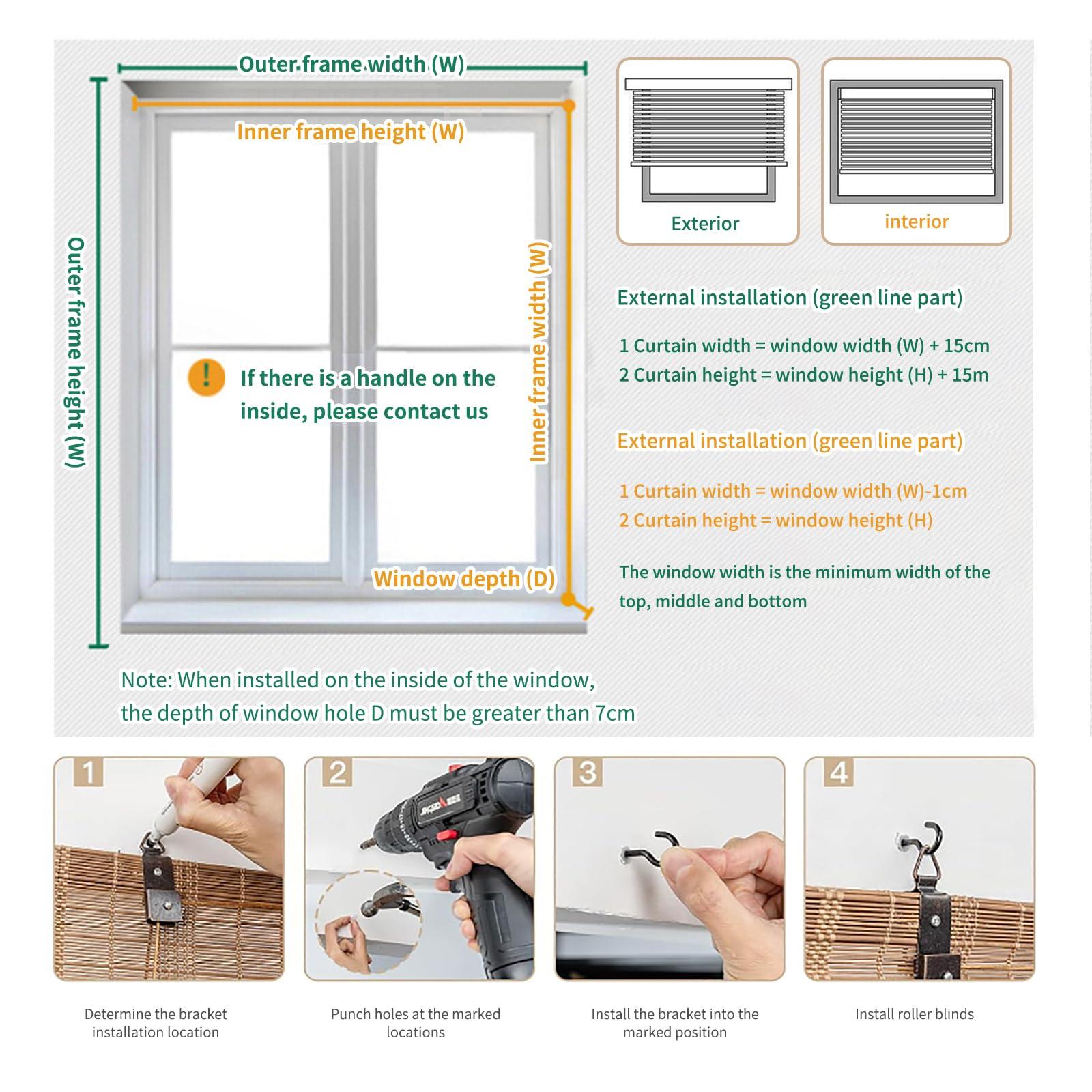 GVCSTXP Bamboo Blinds, Bamboo Shades, Roman Roller Blinds, Outdoor Blinds, Sunshade Natural Reed Curtains, with Lift, Sun Protection, Breathable, Easy to Install