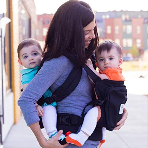 TwinGo TwinGo Original Baby Carrier (Black, Blue & Orange) - Fully Adjustable Tandem Carrier and Separates into 2 Single Carriers for Men, Woman, Twins and Babies 10-45 lbs