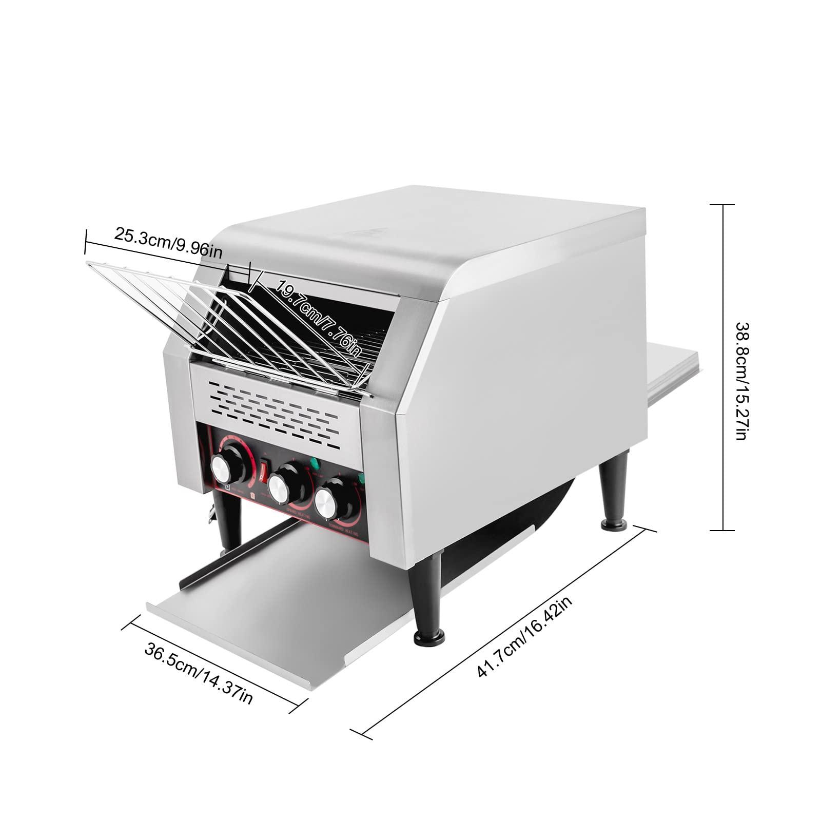 SHIOUCY 300 Slices/Hour Commercial Conveyor Toaster, 2200W Stainless Steel Heavy Duty Industrial Toasters, Countertop Electric Restaurant Equipment for Home Restaurants Bakery Use