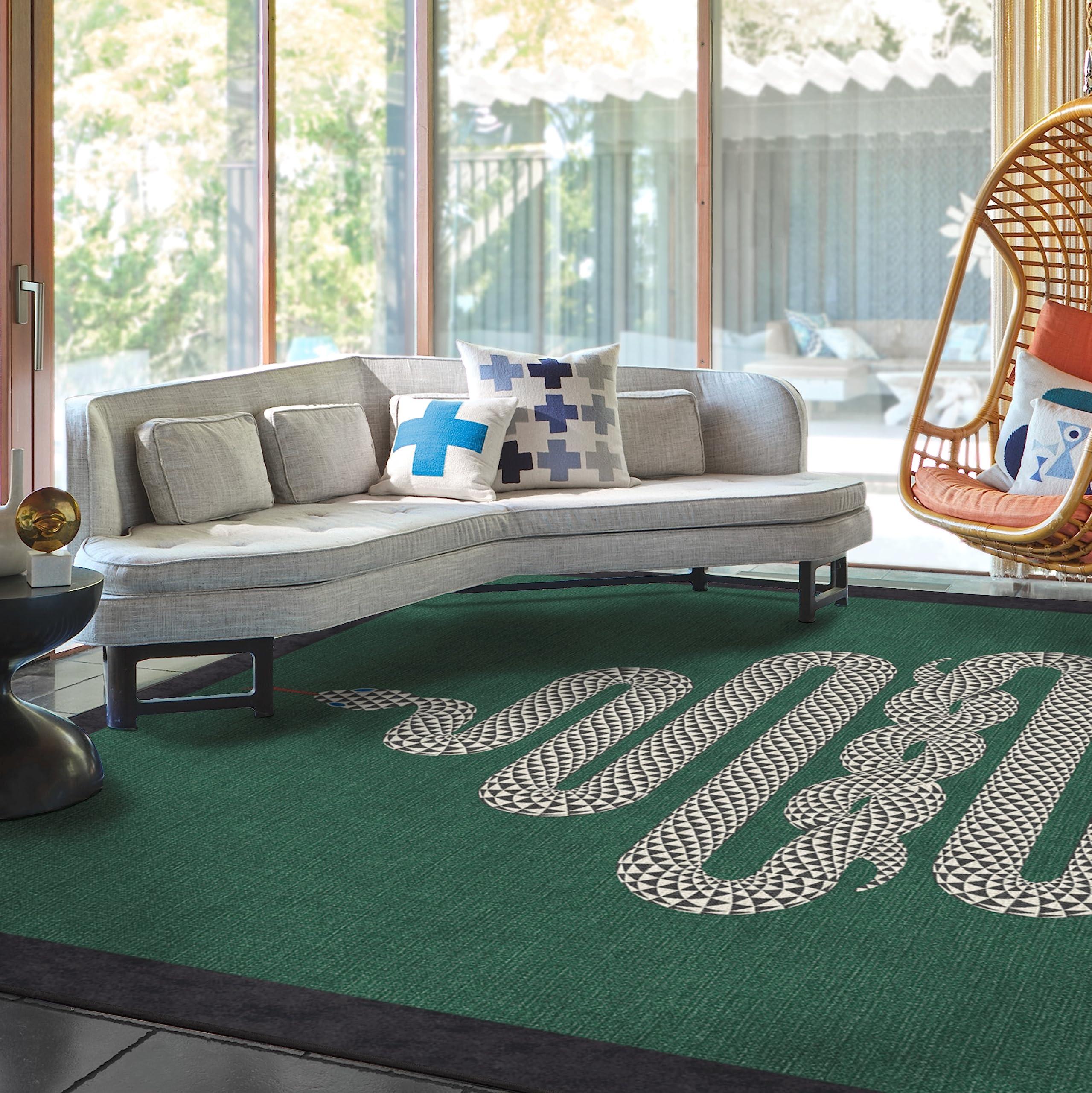 RUGGABLE RUGGABLE x Jonathan Adler Washable 9x12 Large Area Rug, Venom Emerald, Premium Modern Rugs for Living Room, Bedroom, Kitchen, Office, Classroom with Gripper Non Slip Pad