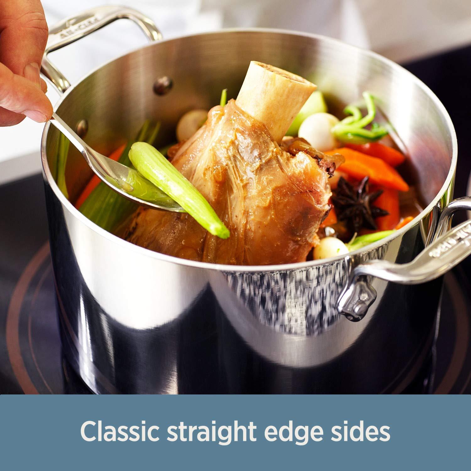 All-Clad All-Clad D3 3-Ply Stainless Steel Stockpot with Lid 8 Quart, Induction, Oven Broiler Safe 600F, Silver