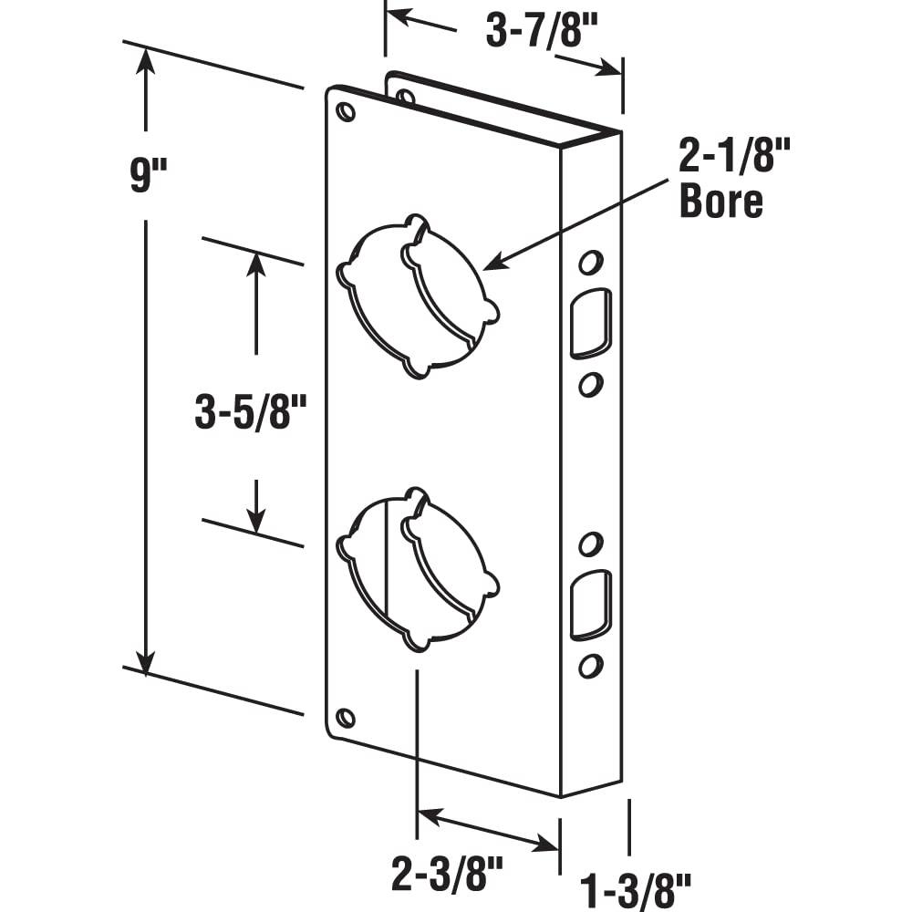 PRIME-LINE Prime-Line U 9559 Brass Lock and Door Reinforcement Plate for 1-3/8 In. Thick Doors, Brass Finish (Single Pack)