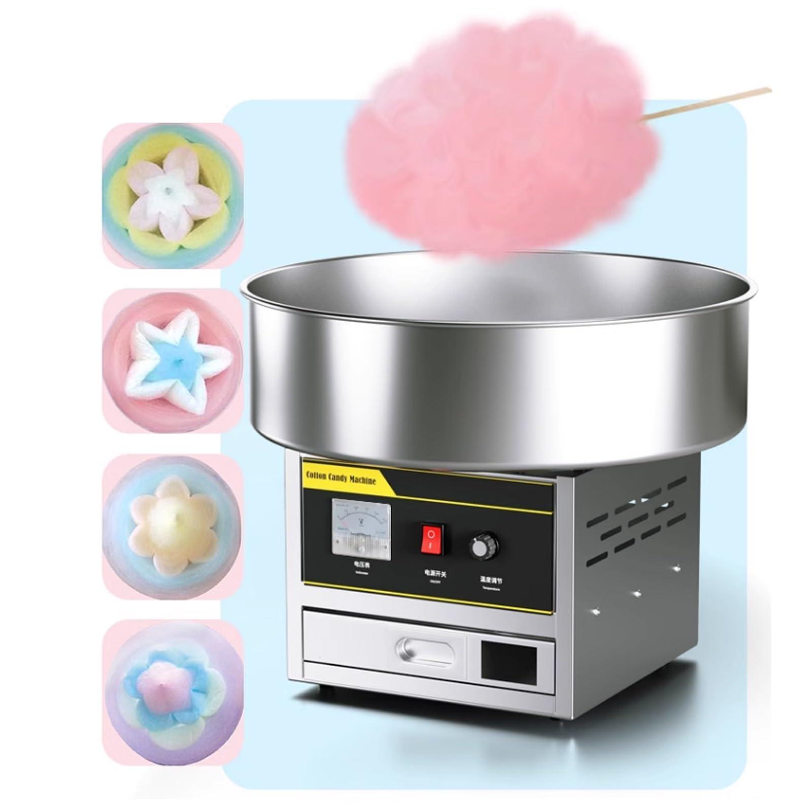 WAOCEO WAOCEO Cotton Candy Machine Commercial Cotton Candy Machine Cotton Sugar Floss Making Machine Stainless Steel Electric DIY Candy Cotton Maker Electric Cotton Candy Machine