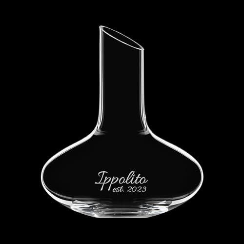 Orrefors Orrefors Enjoy More Wine Personalized Decanter Set, Includes Custom Engraved 33.8oz Crystal Wine Decanter with Four 13oz Crystal Stemless Wine Glasses, Personalized Wedding Gifts for Wine Lovers