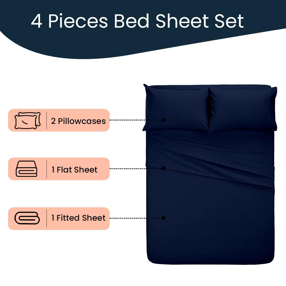 Egyptian Cotton Collection 100% Egyptian Cotton Sheets Full Size - 4-PCs Full Size Bed Sheets Set | 550-TC Egyptian Cotton Sheets | Luxury Sheets Full Size, Fits (10-12\" Deep Pocket), Full Sheet Set, Navy Blue
