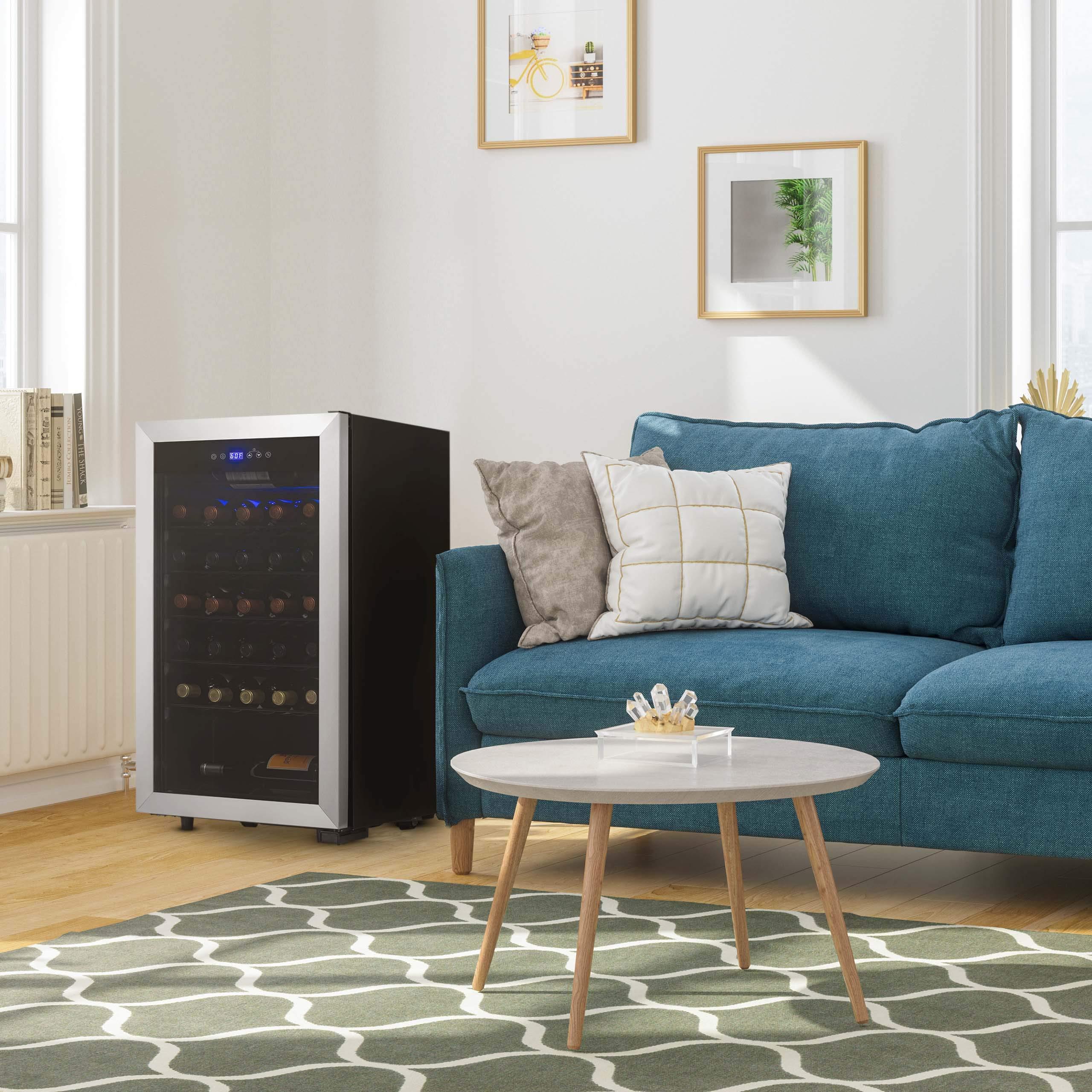 NewAir NewAir Compressor Wine Cooler Refrigerator in Stainless Steel | 33 Bottle Capacity | Freestanding or Built-In Fridge | UV Protected Glass Door with Digital Thermostat NWC033SS01