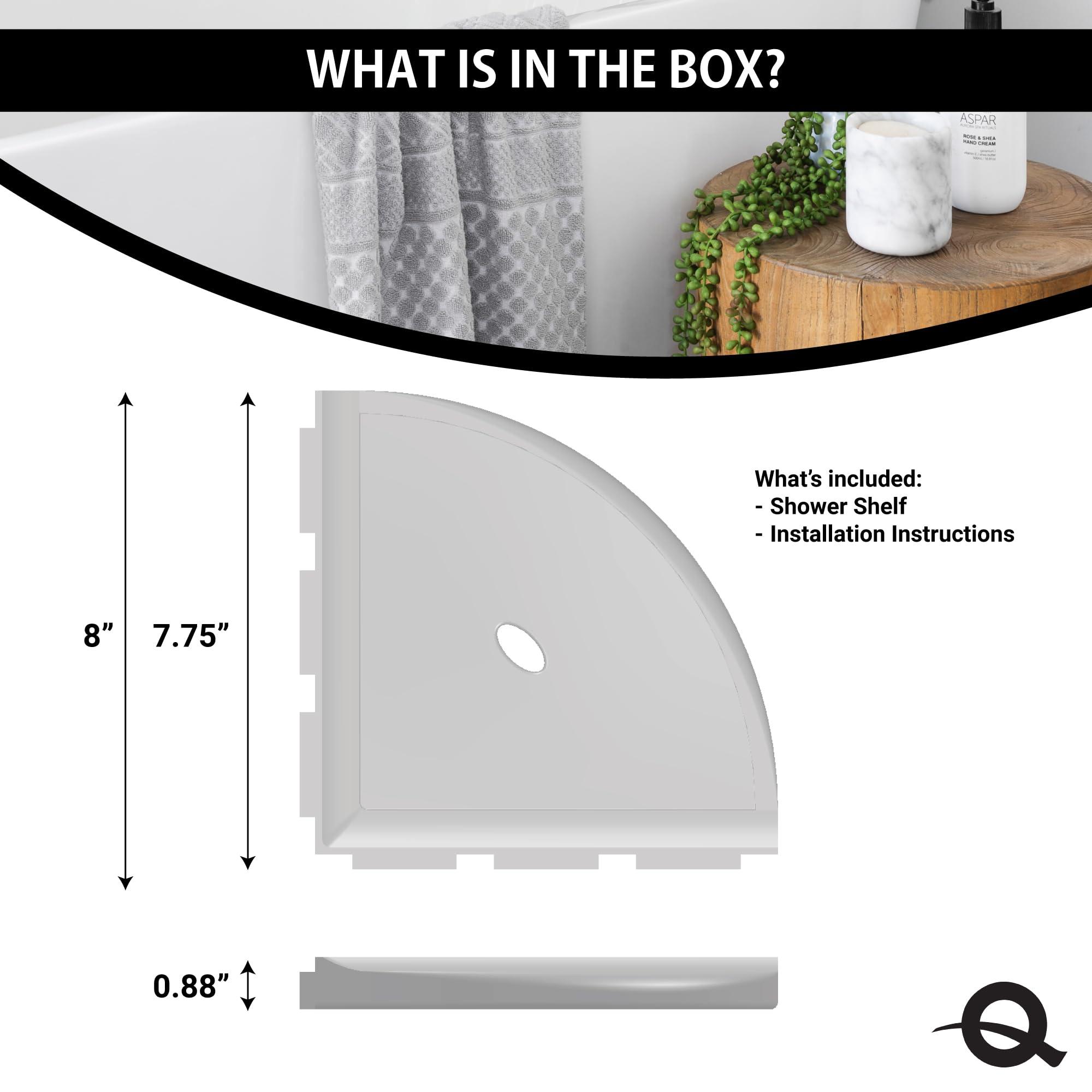 Questech Questech Decor Corner Shower Shelf, 8 Inch Lugged for New Construction, Shower Corner Shelf for Tiled Walls, Metro Lugged Shower Caddy Bathroom Organizer, White Polished