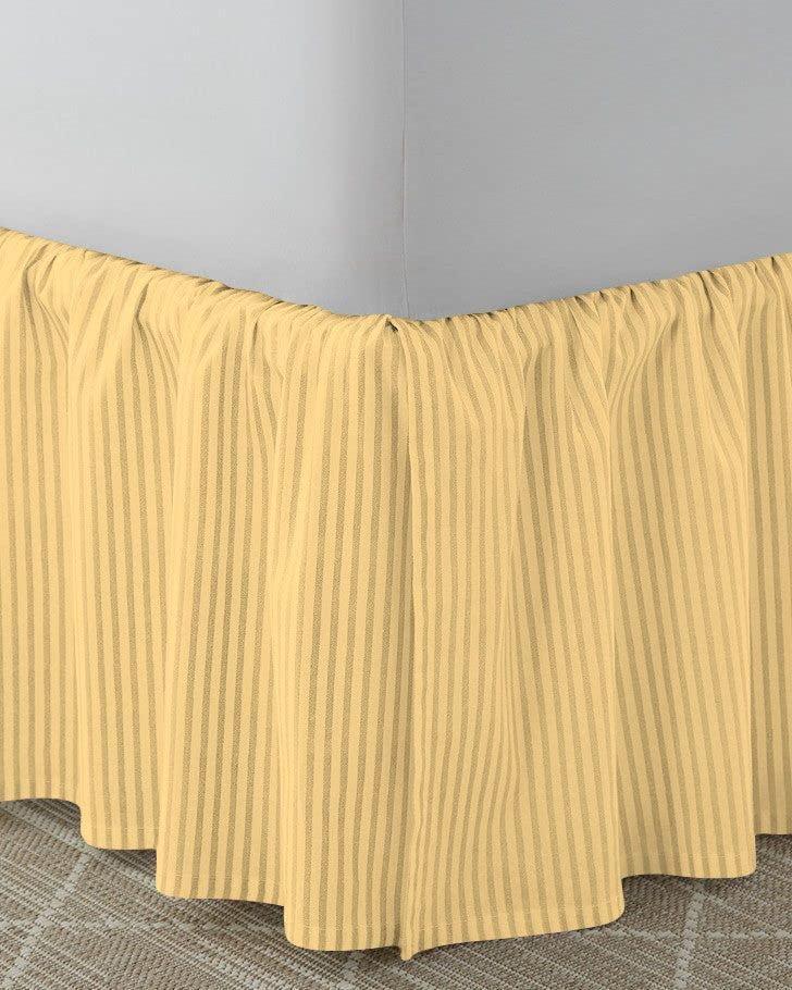 Lotus Bedding Gold 1 Pc Dust Ruffle Striped Bedskirt 800 TC, 100% Egyptian Cotton Bed Skirt Twin 20-Inches Striped Pattern with Split Corners