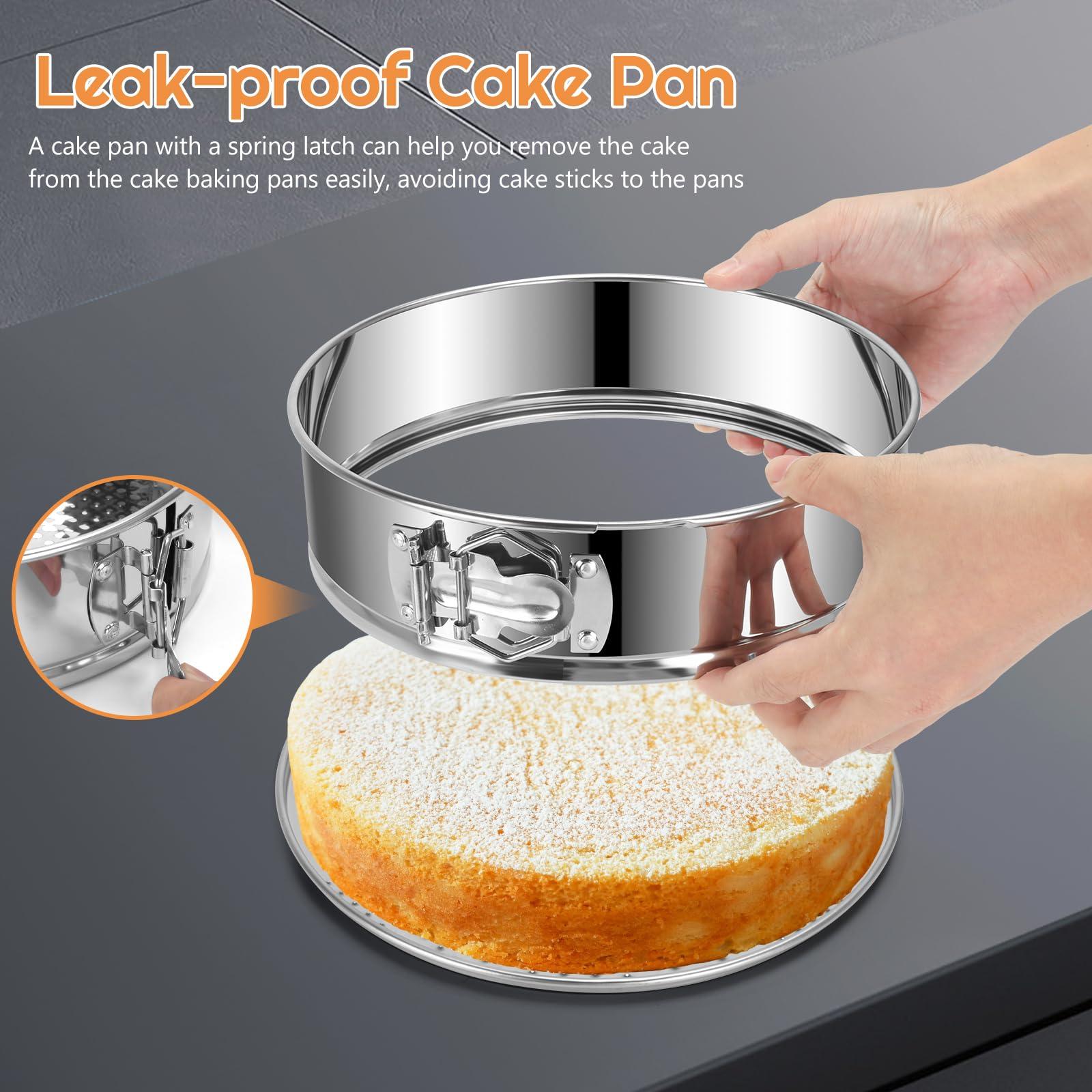 Vermida Stainless Steel Springform Pan Set,7\" 9\" 10\" Nonstick Leakproof Baking Cake Pan Set,Round Bakeware Cheesecake Pan with Removable Bottoms and 20pcs Parchment Paper Liners for Instant Pot and Oven