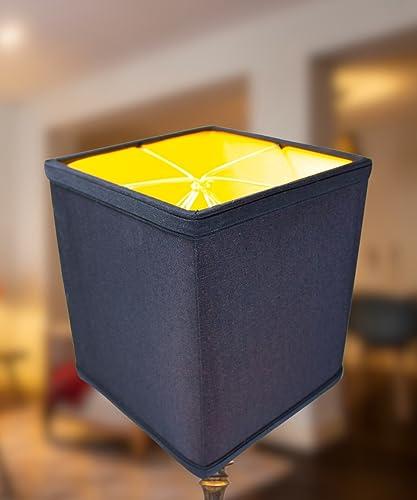HomeConcept 6x6x7 Black Square Drum Lampshade Linen - Perfect for small table lamps, desk lamps, and accent lights -Medium, Black
