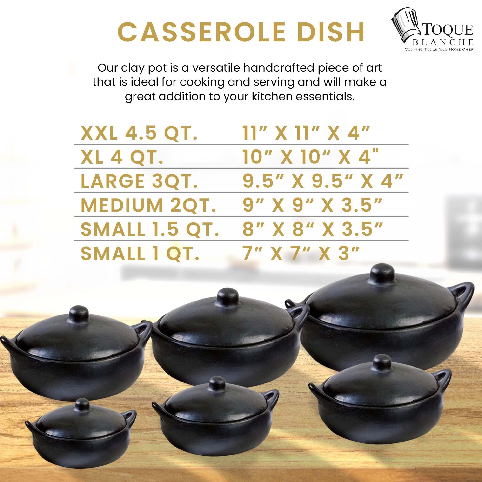 Toque Blanche Toque Blanche Authentic Chamba Black Clay Casserole Pot Gift for Men & Women Rustic Cooking Dish with Handles & Lid, Ideal for Soups, Stews, Curry, Indian & Asian Dishes, 4.5-Quart Small Pot