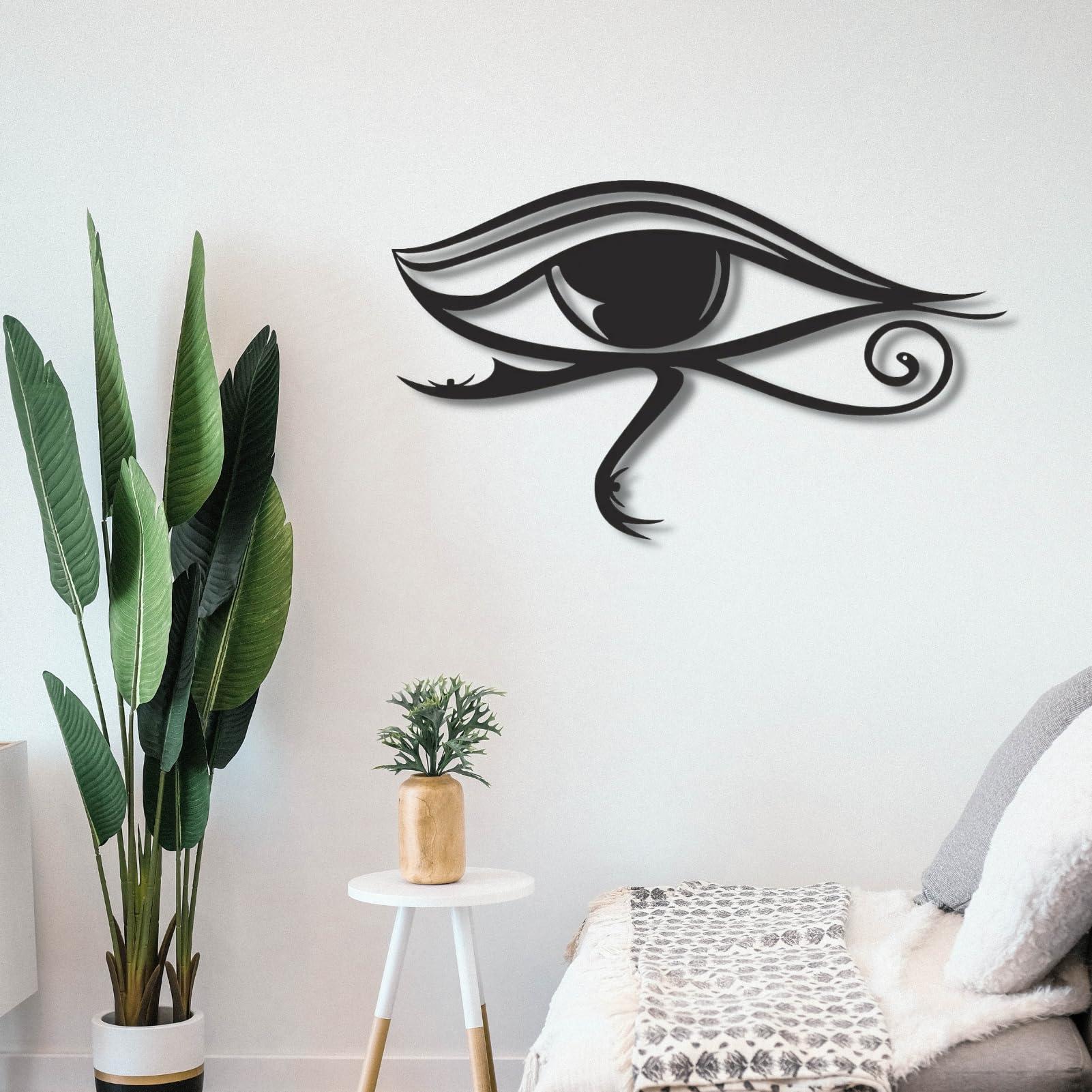 Fayholy Fayholy Metal Wall Decor, Eye of Horus Metal Wall Art, Metal Eye Decoration, Metal Wall Art, Home Living Room Decoration, Wall Hangings, Housewarming Gift (Black, 30"x18"/75x44cm)