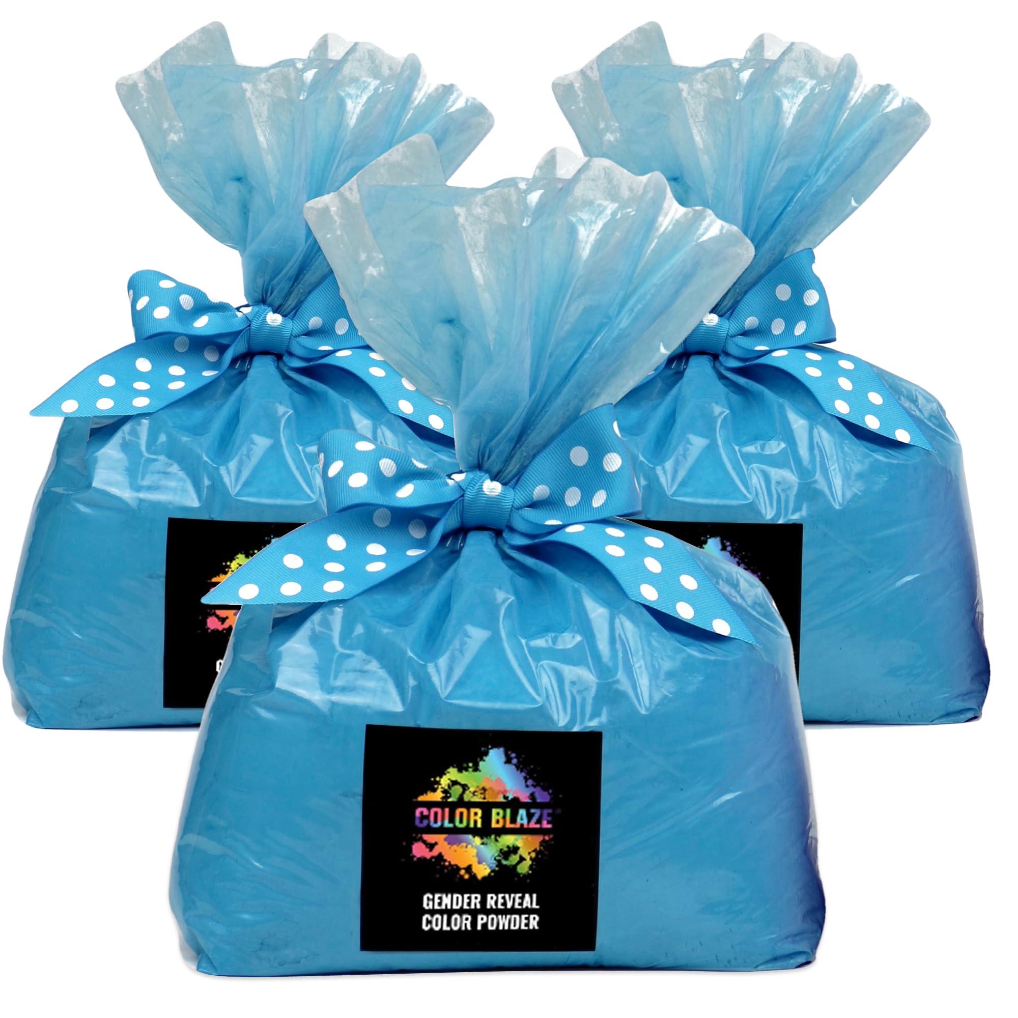 Color Blaze Color Blaze Baby Gender Reveal Color Powder - 15lbs of Blue Colored Powder - for Car & Motorcycle Burnout, Exhaust, Toss, Photoshoot, Party & Festivals - Pack of 3 Bags with 5 Pounds Each - Blue