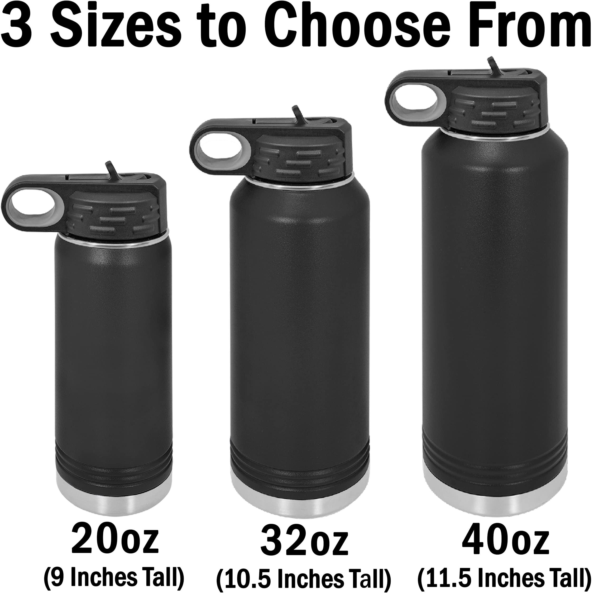 LaserGram LaserGram Personalized Water Bottle, Duck, Stainless Steel Double Wall Vacuum Insulated with Flip Top Straw, Custom Engraved Gift (32oz / 950ml Camo Green)