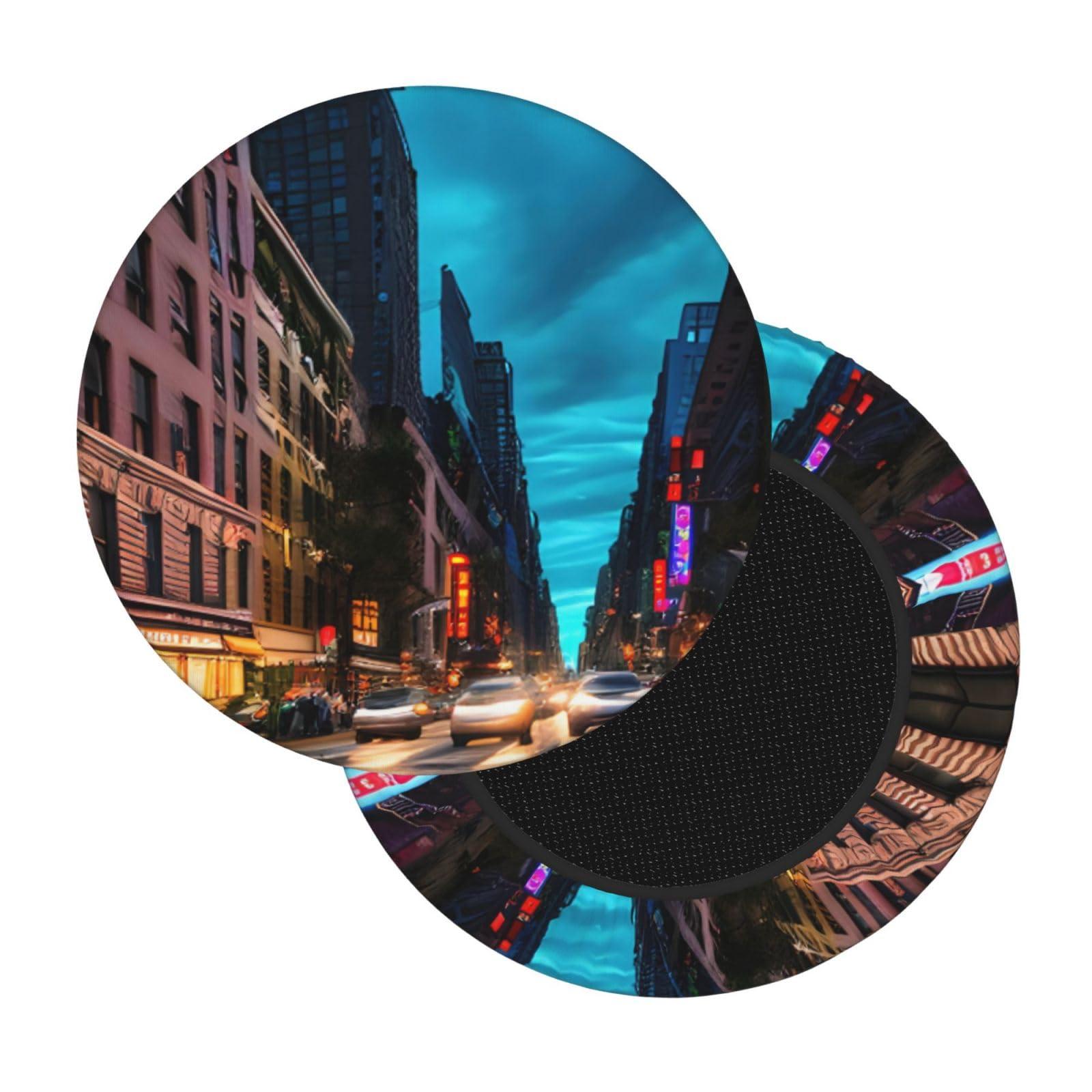 GELATU GELATU Streets of New York City Bar Stool Covers Round Covers Washable Cushion Soft Chair Seat Cushion Slipcover Fit for Stool of Dia14-17 Inch