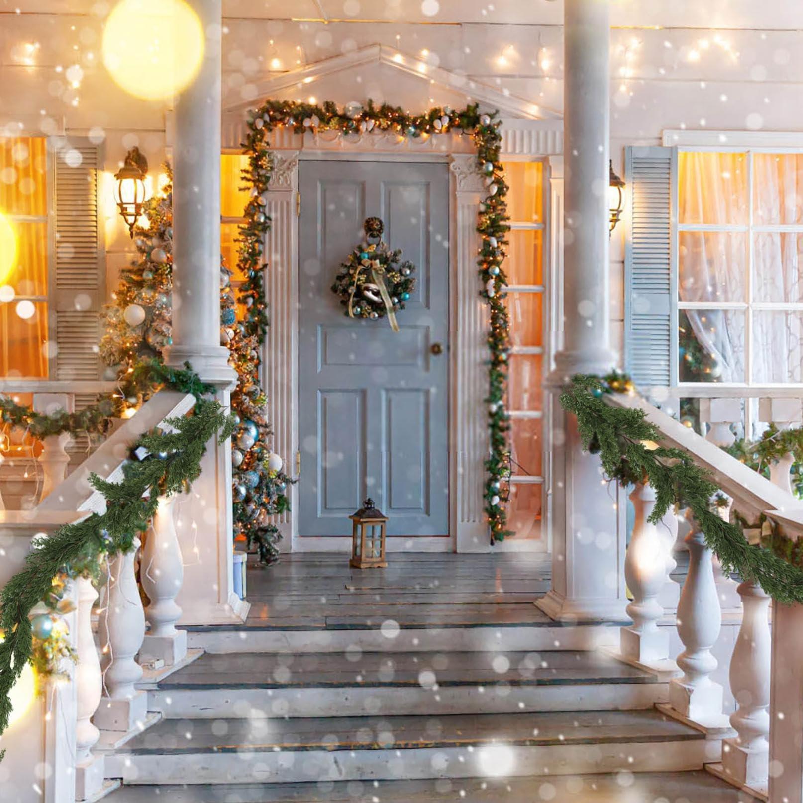 JOYO 6.2FT Artificial Long Cedar Garlands, Real Touch Winter Norfolk Pine Garland Green Artificial Greenery Garland Artificail Pine Christmas Garland for Holiday Wall Indoor Outdoor (6.2FT)