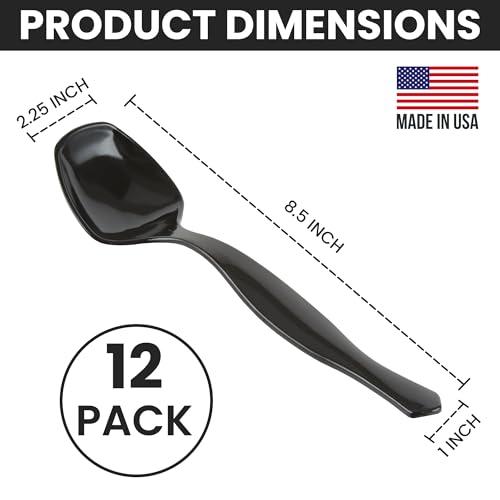 C&S Event Supply Co. 8.5\" Black Plastic Serving Spoons for Buffet, Bulk 12 Count, Heavy Duty Disposable Spoon, Large Plastic Serving Utensils for your Catering Supplies, Events, Party, and Weddings by C&S Event Supply Co.