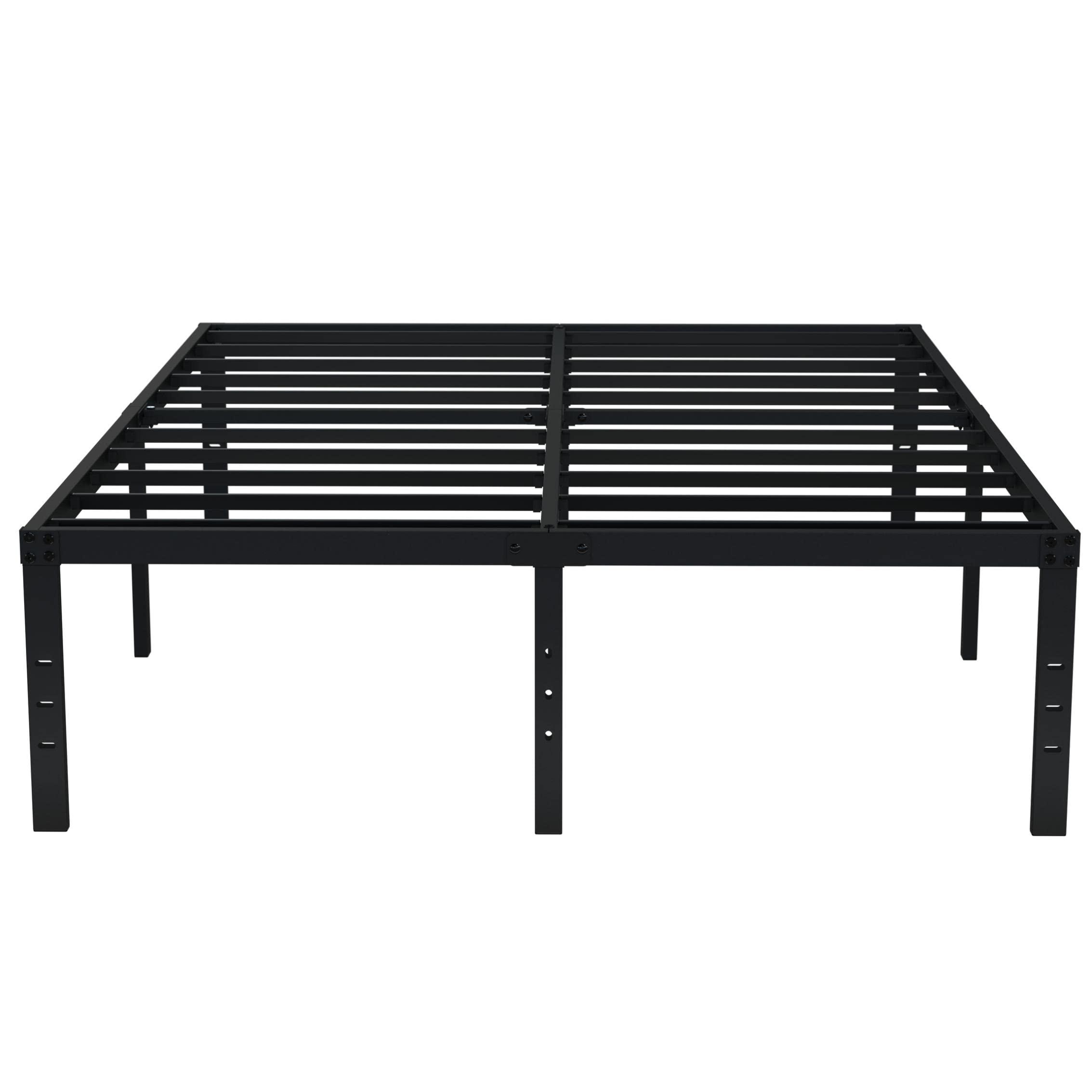 EMODA EMODA Queen Bed Frame No Box Spring Needed 18 Inch Heavy Duty Metal Tall Platform Bed Frame Queen Size with Large Storage Space, Easy Assembly, Black