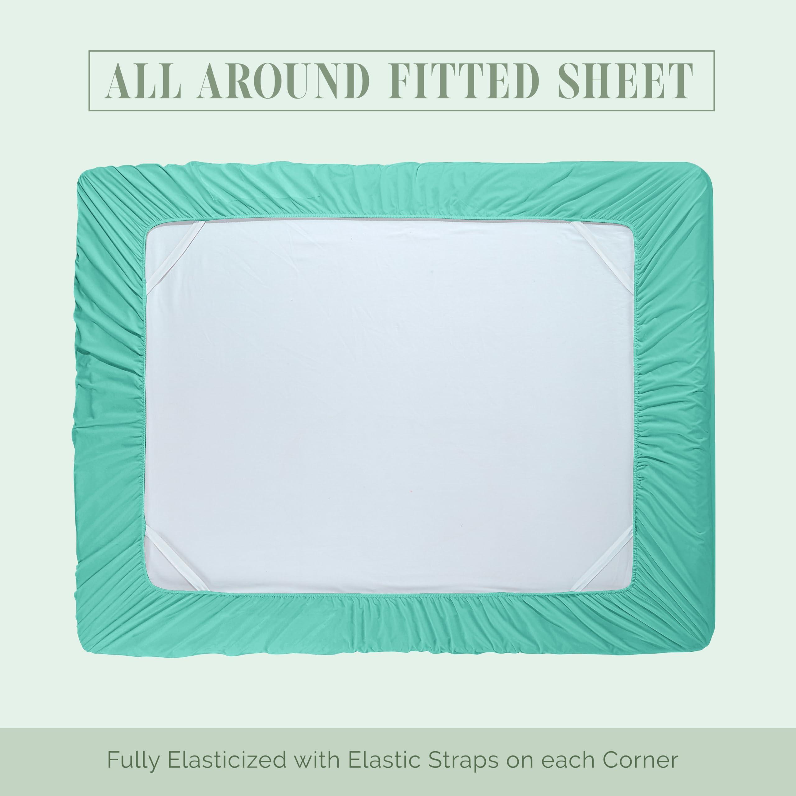 Elegant Comfort Elegant Comfort 1500 Premium Quality 6-Piece Bed Sheet Set - 18-24 Inch Extra Deep Pocket, Smart Storage Pockets, Wrinkle Free Ultra Soft 6PC Extra Deep Pocket Sheets, Full, Paradise Teal